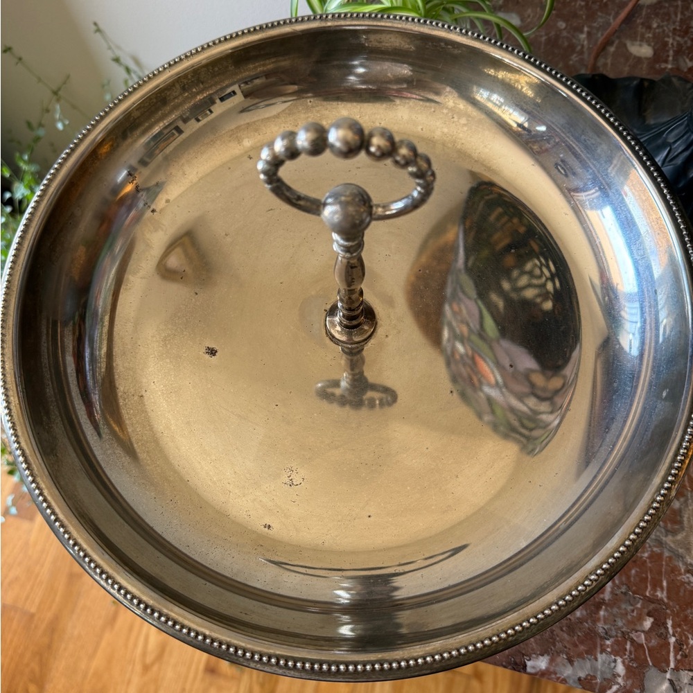 Vintage Godinger Rustic Silver Plated Two-Tier Handled Tazza Serving Dish - Picture 4 of 11